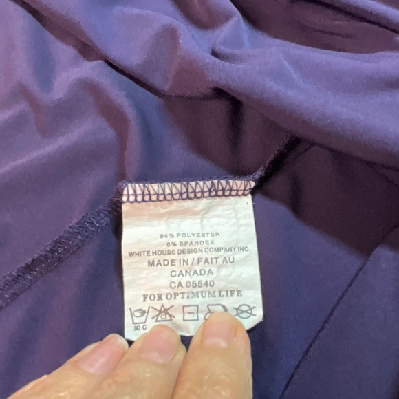 SYMPLI Deep Purple Asymetrical 3/4 Sleeve Tunic One Pocket MADE IN CANADA Sz 18 - Picture 7 of 8